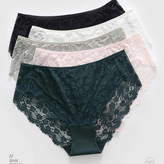 A019-中腰加肥加大140公斤內，性感法式蕾絲拼接純棉大碼內褲  $188