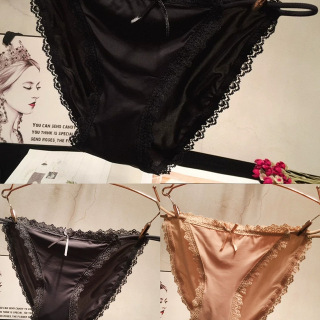 C018-細帶綁帶舒適冰絲蕾絲內褲 $148